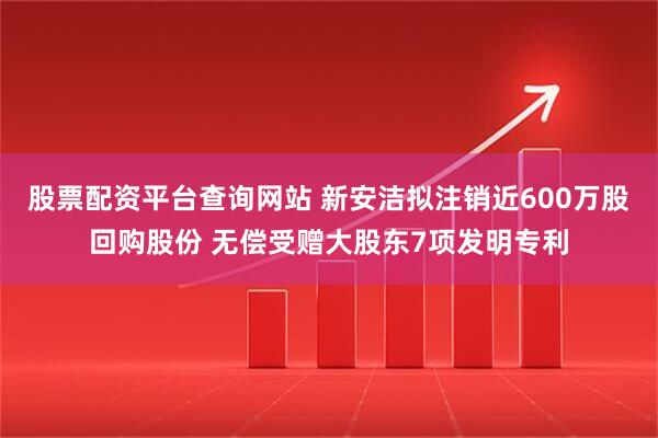 股票配资平台查询网站 新安洁拟注销近600万股回购股份 无偿受赠大股东7项发明专利